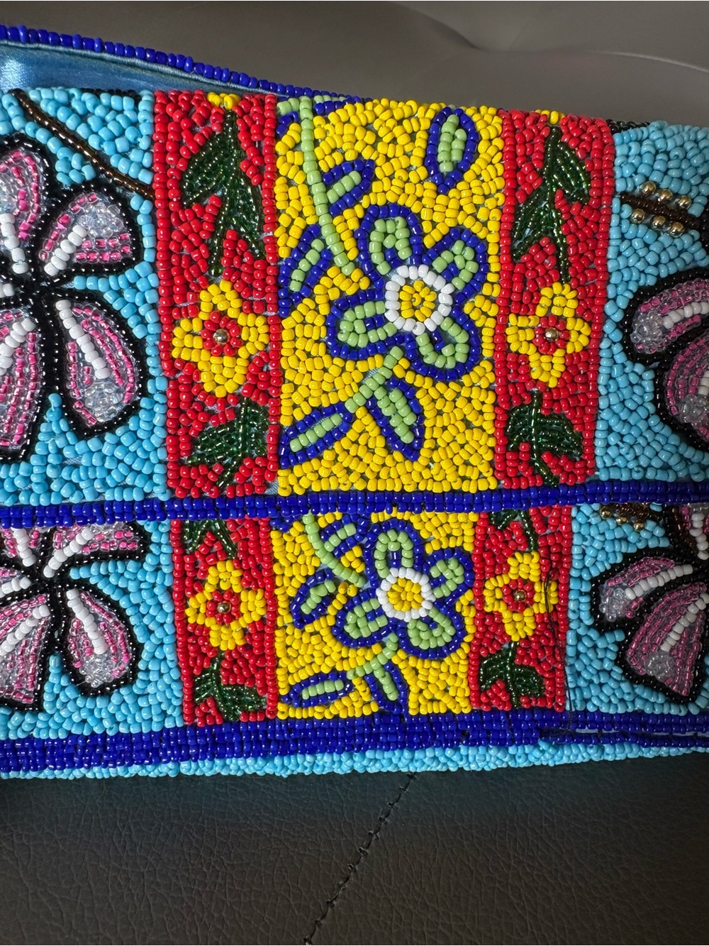 Vintage Multicolor Beaded Floral Shoulder Bag